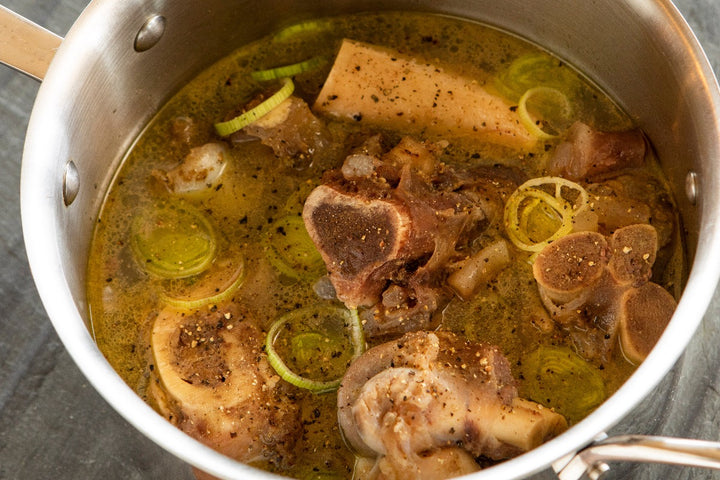 broth made with ostrich soup bones
