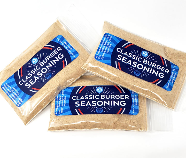Sample packets of Classic Burger Seasoning