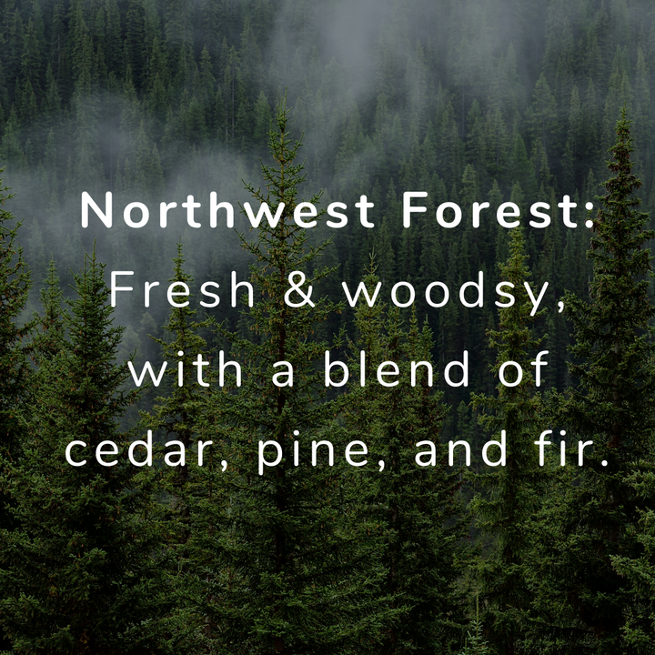 american ostrich farms skin care-northwest forest scent-fresh & woodsy, notes of cedar & pine, hits of frankincense & fir, like freshly chopped pint