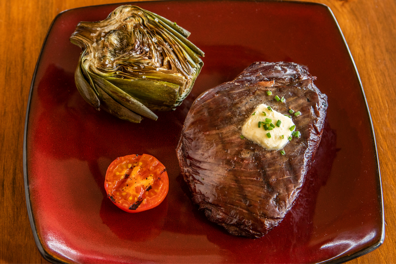 ostrich steak with butter