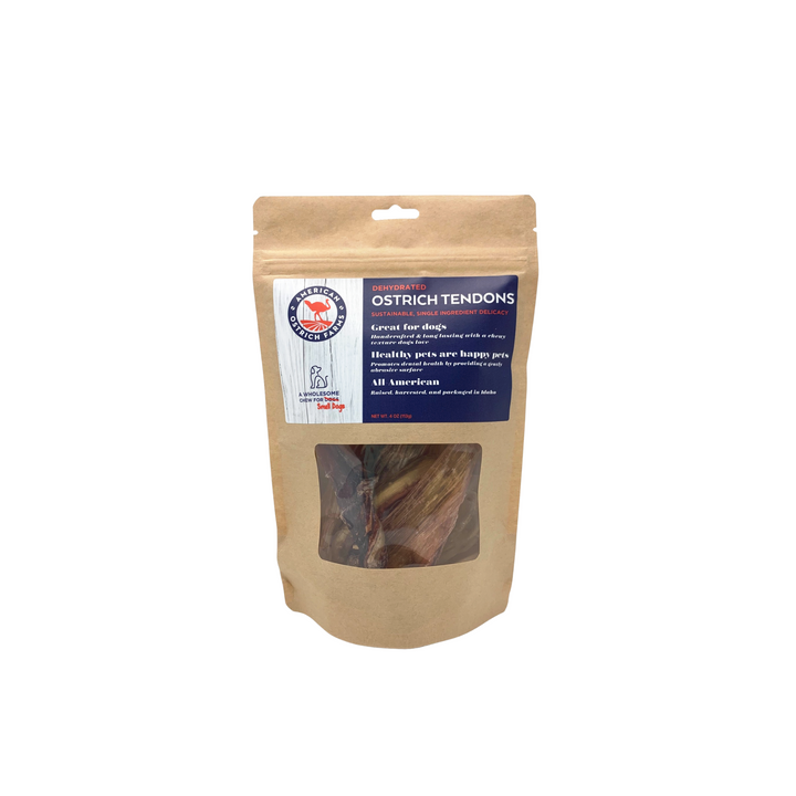 ostrich tendon dog chews, small dogs 4 oz. bag